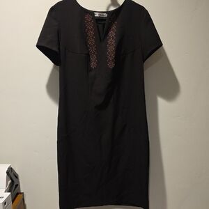 Elegant Black Dress with Red UKRAINIAN  Accents Petro SOROKA